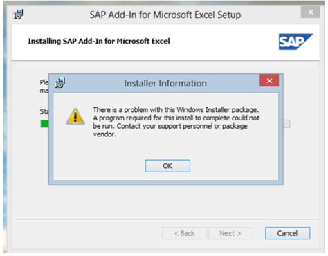 SAP Excel Add-In Troubleshooting